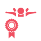 Illustration of a certificate with a medal and ribbon on the bottom left. The top half features a stylized depiction of a person wearing a graduation cap with outstretched wings. Simple lines indicate text on the right side.